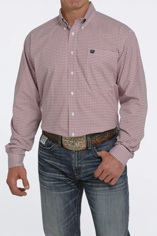 Cinch Men’s GeoPrint LS Shirt Red