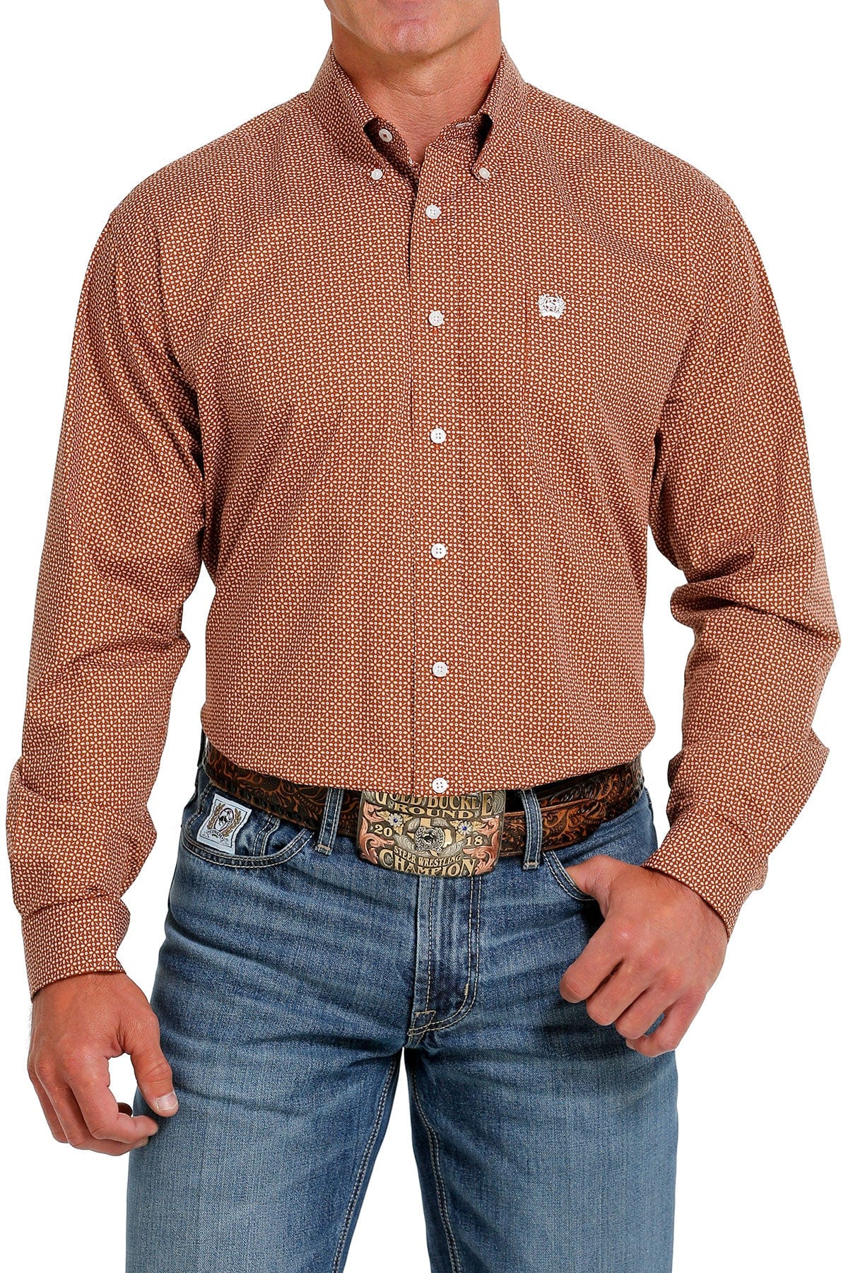 Cinch Men’s GeoPrint Floral LS Shirt Brown