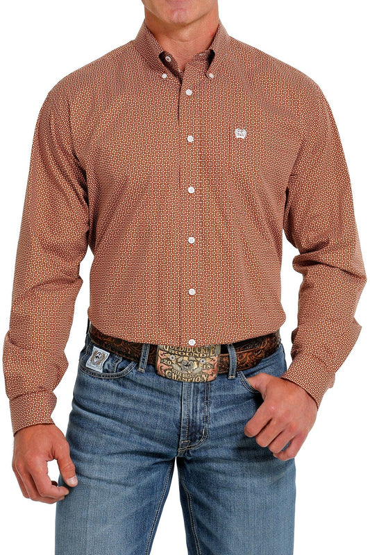 Cinch Men’s GeoPrint Floral LS Shirt Brown