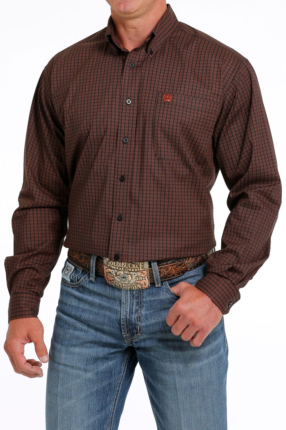 Cinch Men’s GeoPrint LS Shirt Black/Brown