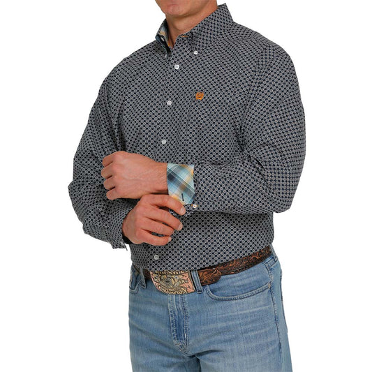 Cinch Mens Long Sleeve Button - Down Shirt Navy