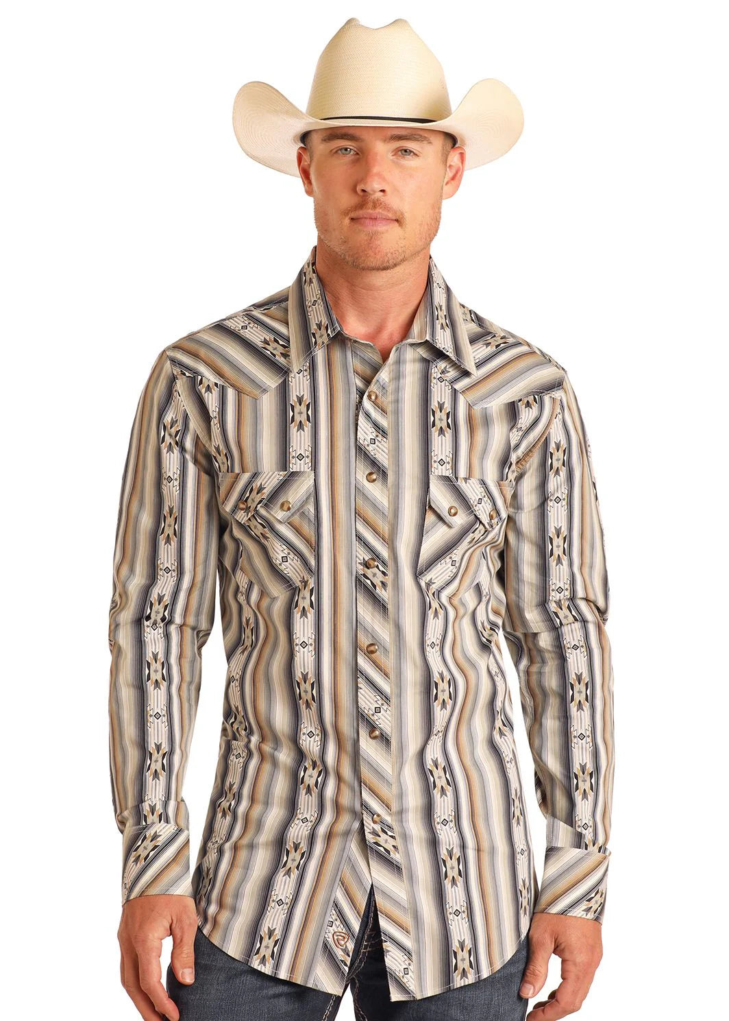 Rock&Roll Denim Men’s Aztec Print LS Shirt