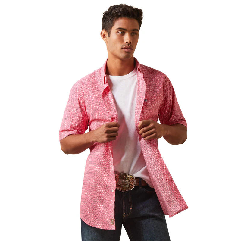 Ariat Men’s IAIN Fitted SS Shirt Rose Red