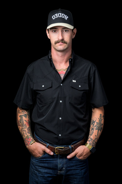 Ferrell Men's Black Short Sleeve Snap Shirt FSS1002335