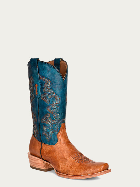 Corral Men’s Navy Blue and Sand Embroidery Square Toe Cowboy Boot