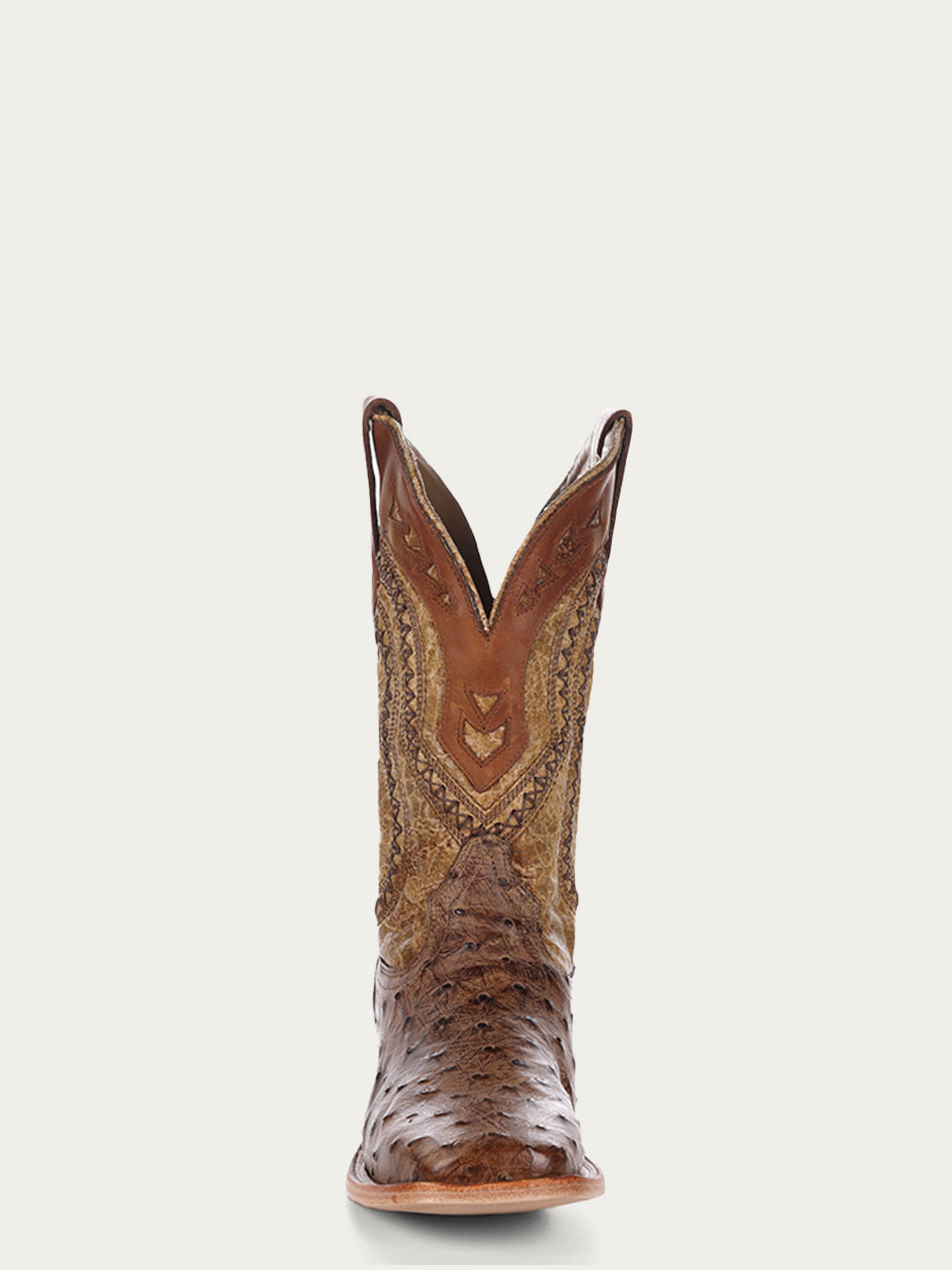 Corral Men’s Brown Embroidery-Quill Ostrich Square Toe Cowboy Boot