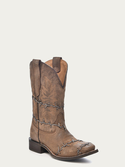 Corral Barbed Wire Brown Square Toe Cowboy Boot