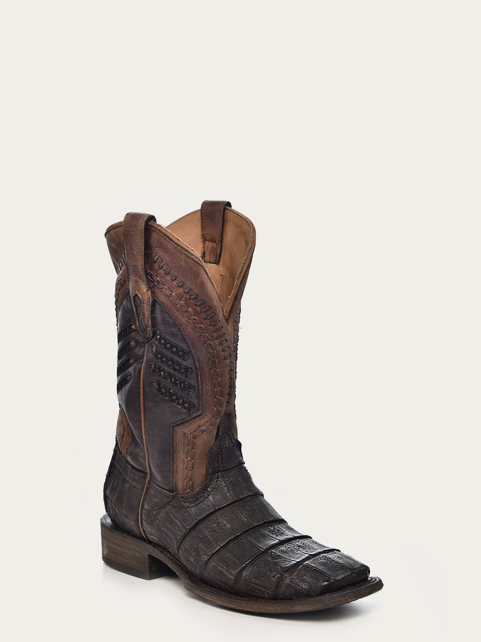Corral Men’s OilBrown CaimanEmbroidery WovenShaft WideSquareToe CowboyBoot