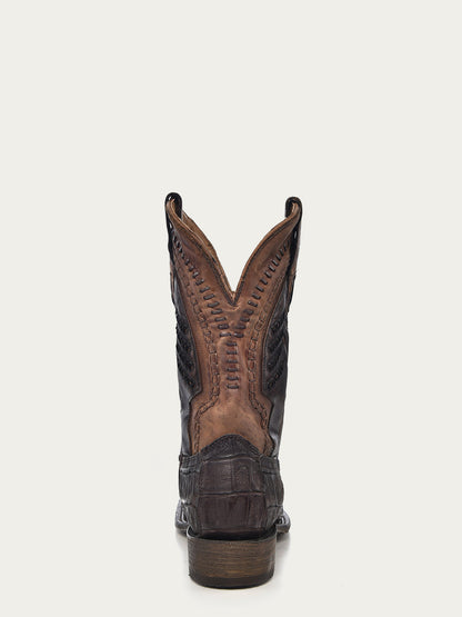 Corral Men’s OilBrown CaimanEmbroidery WovenShaft WideSquareToe CowboyBoot
