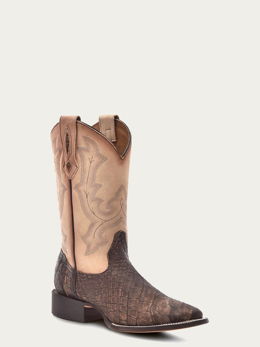 Corral Cappuccino/Sand Embroidery Alligator W Square Toe Cowboy Boot