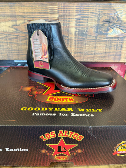 Los Altos Men’s Belmont Black Rubber Sole Square Toe Western Boot
