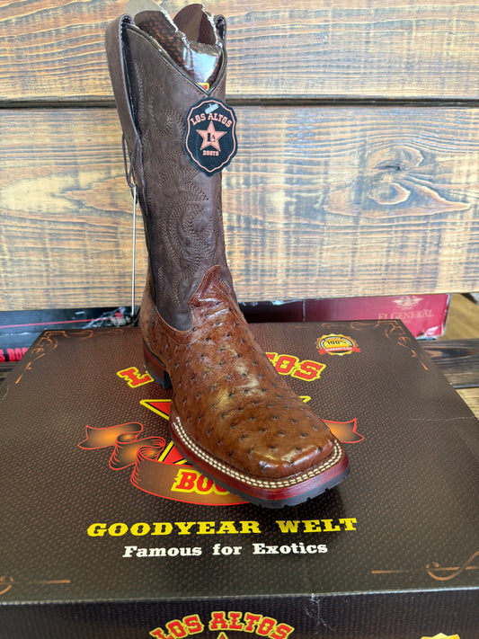 Los Altos Men’s Ostrich Kango Rubber Sole Square Toe Western Boot