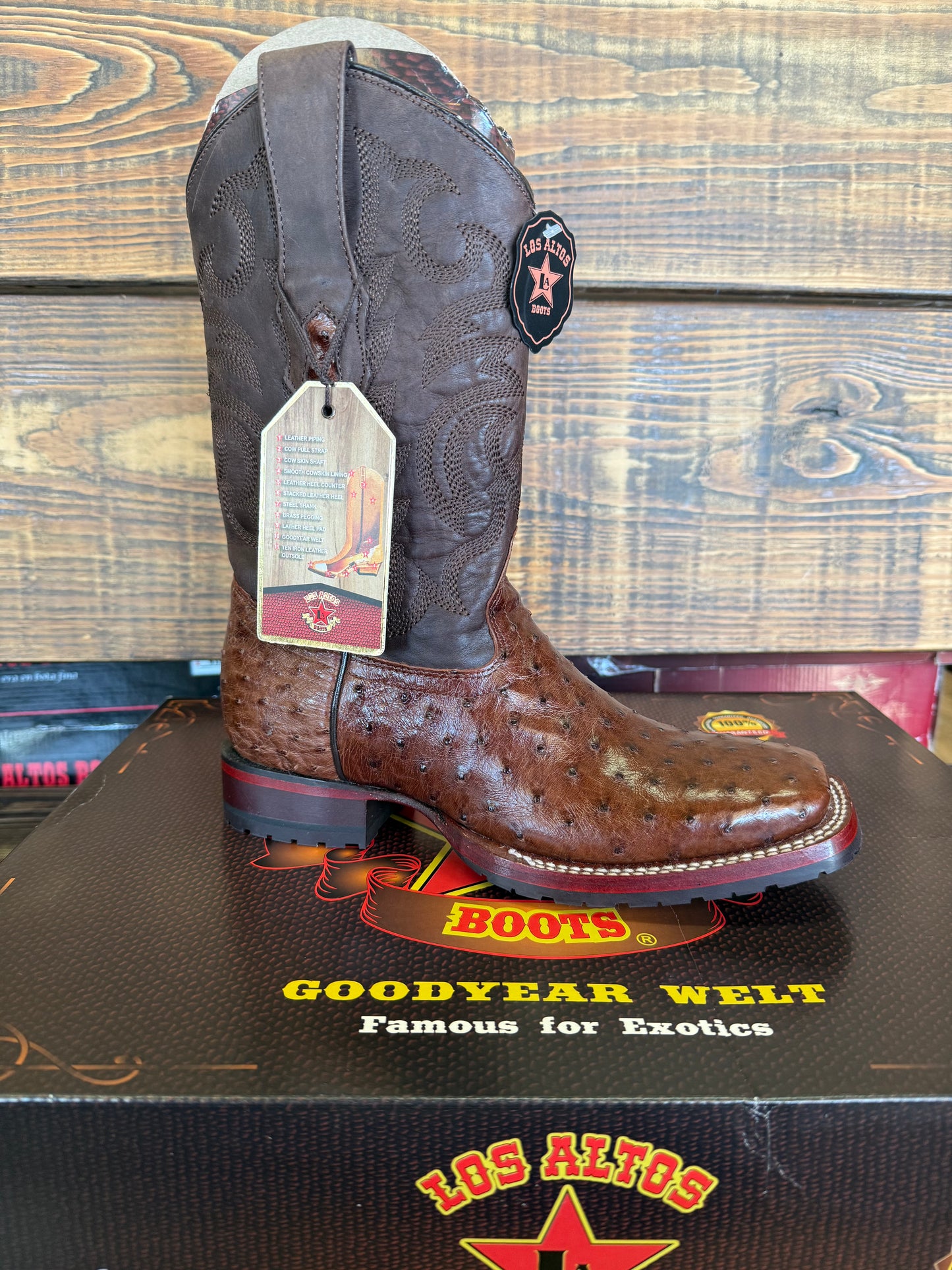 Los Altos Men’s Ostrich Kango Rubber Sole Square Toe Western Boot