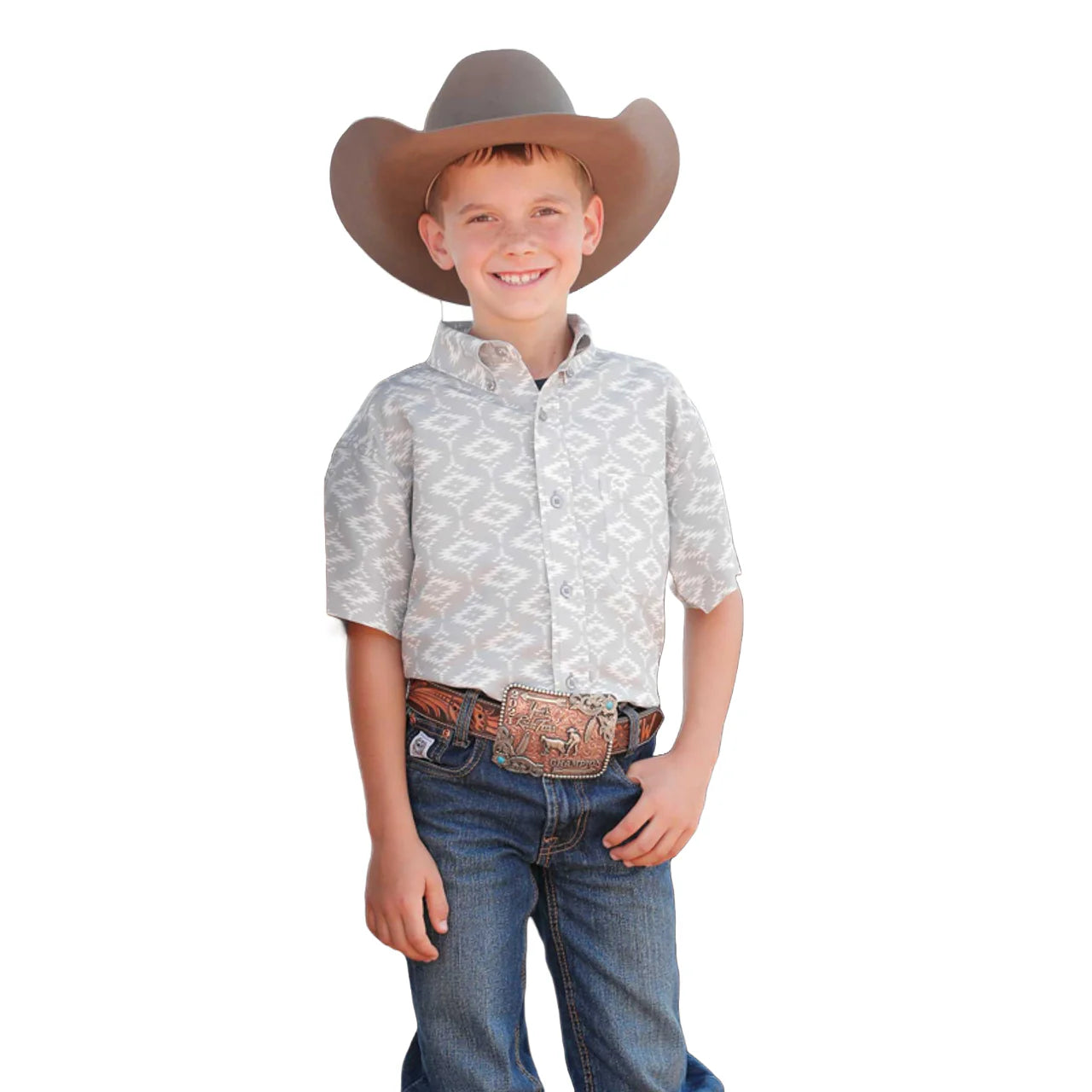 Cinch Boys Grey ArenaFlex Aztec Print