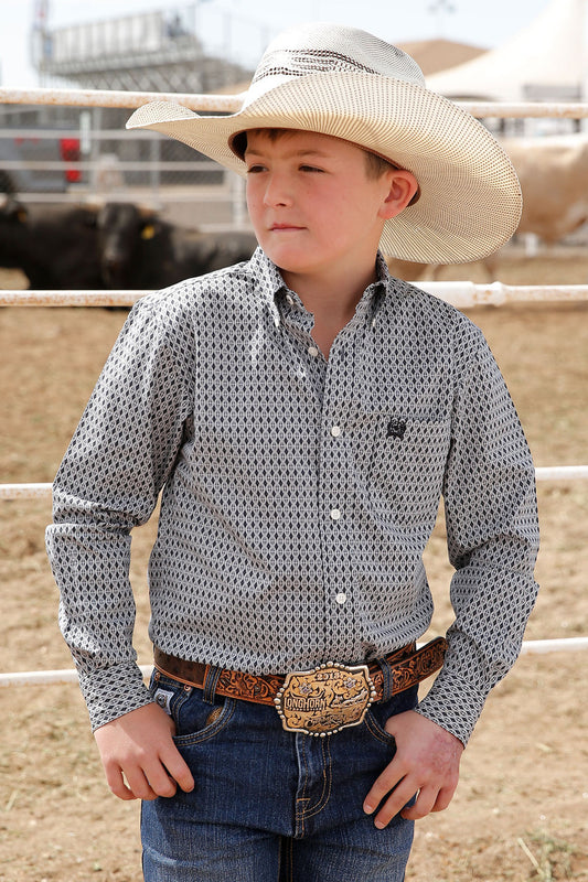 Cinch Boys Button Down Western Shirt Grey