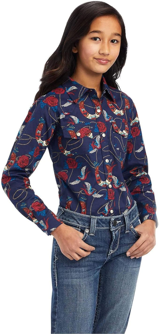 Ariat Girls Real Rose Snap LS Shirt