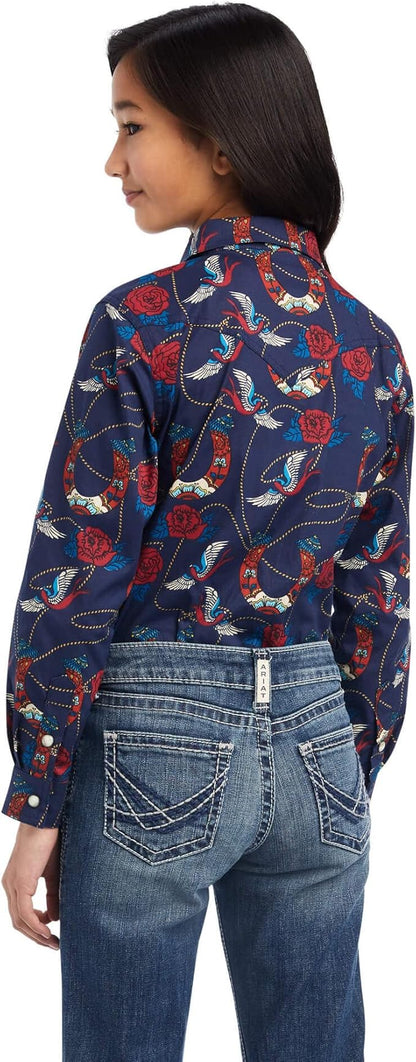 Ariat Girls Real Rose Snap LS Shirt