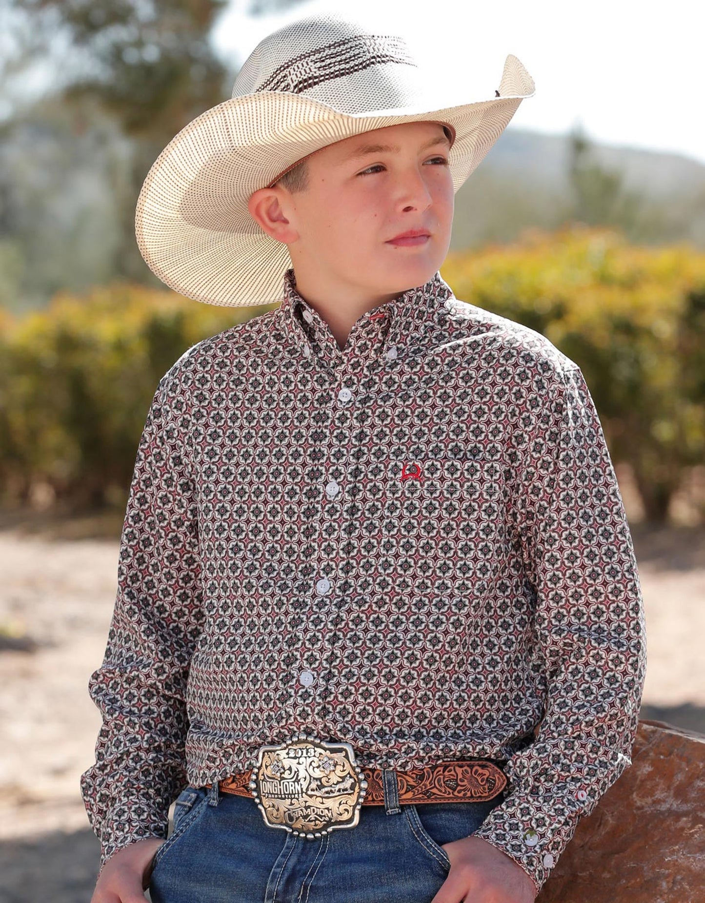 Cinch Boys ArenaFlex GeoPrint LS Western Shirt