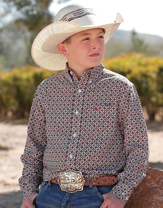 Cinch Boys ArenaFlex GeoPrint LS Western Shirt