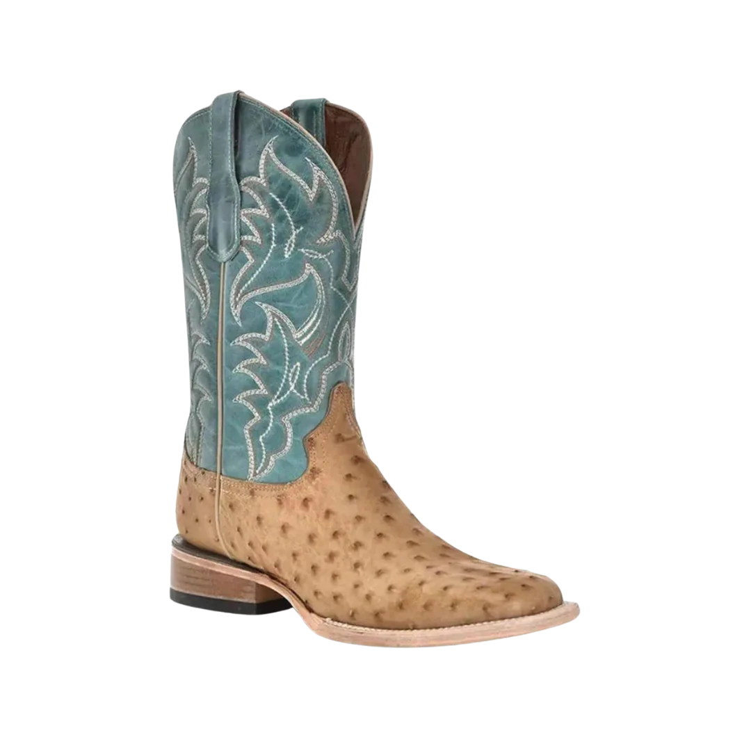 Circle G Men’s Sand-Blue Ostrich Embroidery L6139