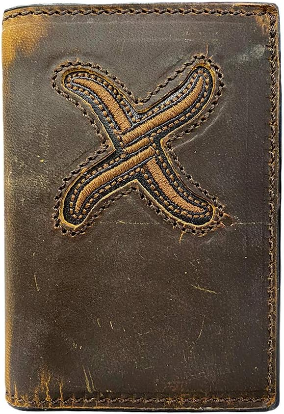 Twisted X Distressed Bomber Brown Trifold Wallet