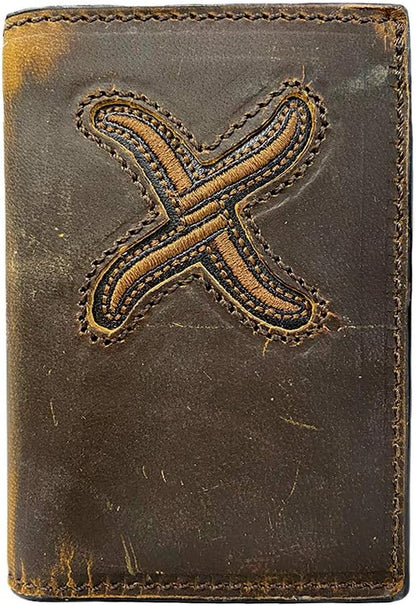 Twisted X Distressed Bomber Brown Trifold Wallet