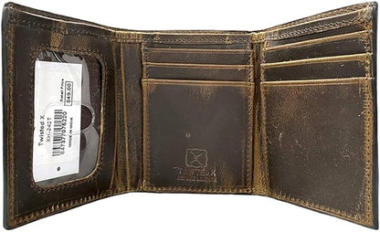 Twisted X Distressed Bomber Brown Trifold Wallet