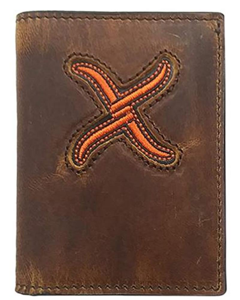 Twisted X Distressed Bomber Orange Trifold Wallet