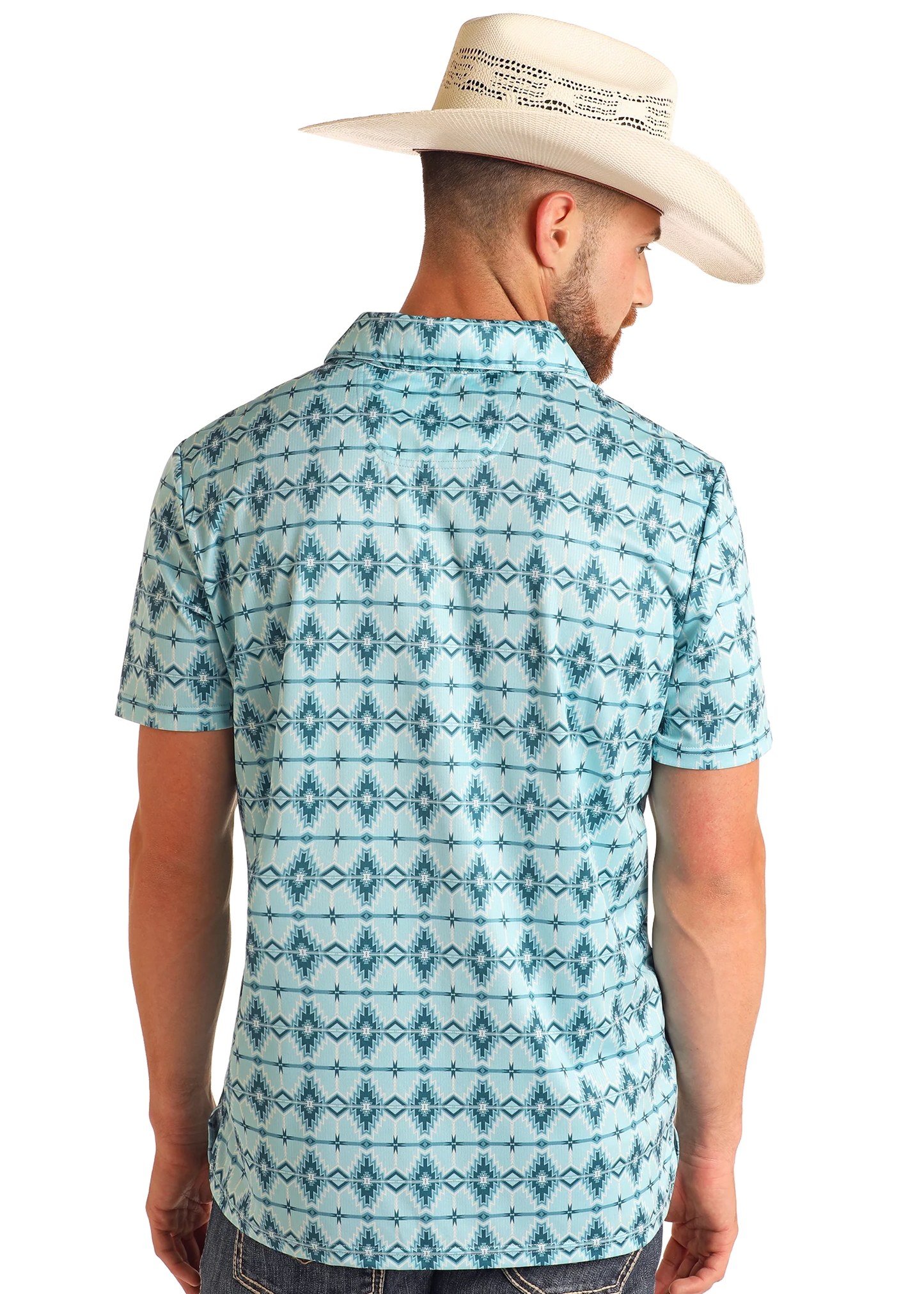 Rock&Roll Men’s Aqua Aztec Polo