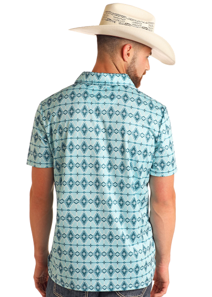 Rock&Roll Men’s Aqua Aztec Polo