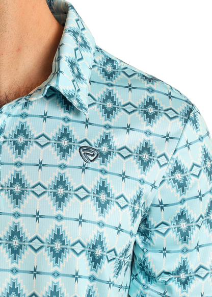 Rock&Roll Men’s Aqua Aztec Polo