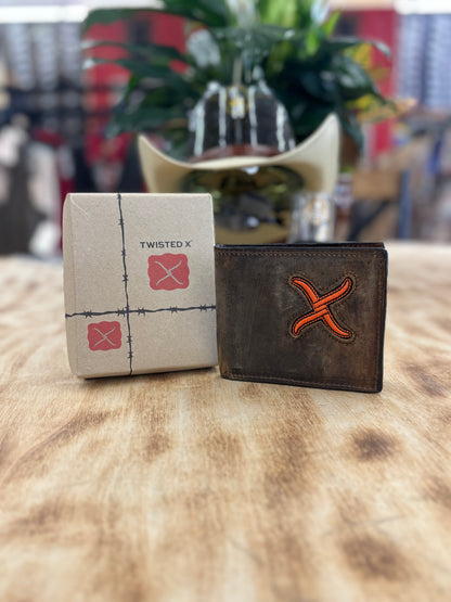 Twisted X Distressed Bomber Orange Bifold Wallet