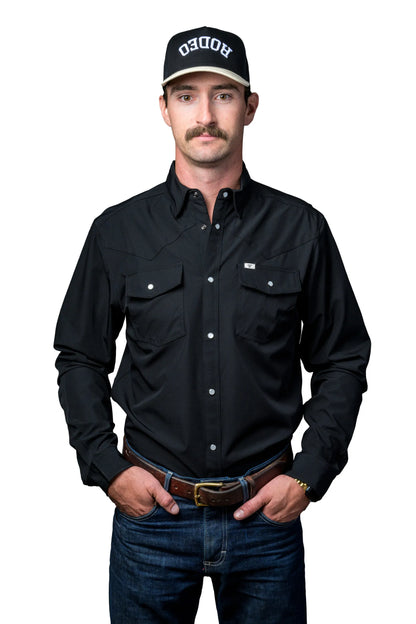 Ferrell Men’s Brand Core Black Long Sleeve Snap Shirt