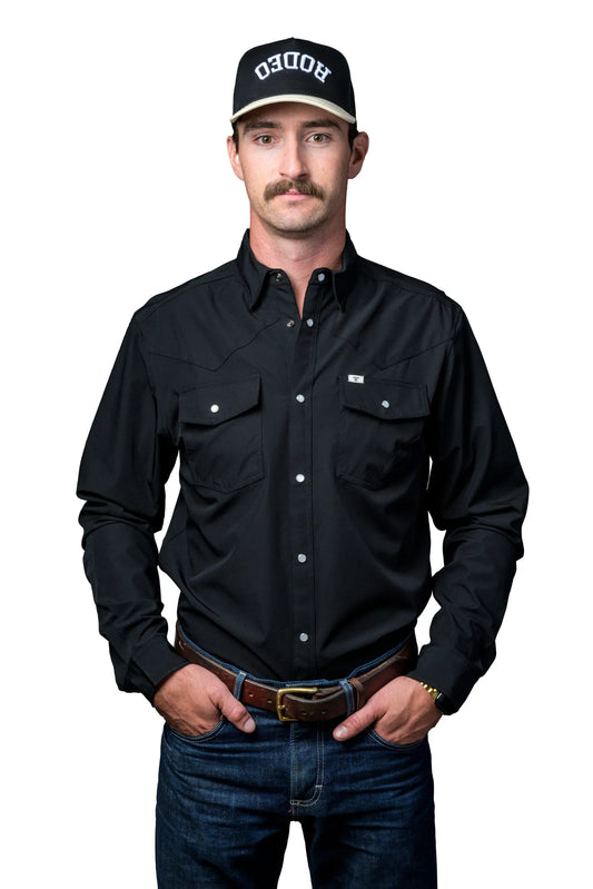 Ferrell Men’s Brand Core Black Long Sleeve Snap Shirt