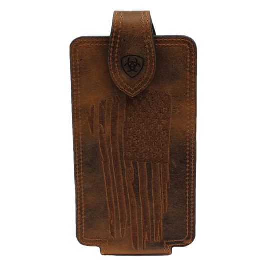 Ariat Men's American Flag Distressed Brown Phone Clip