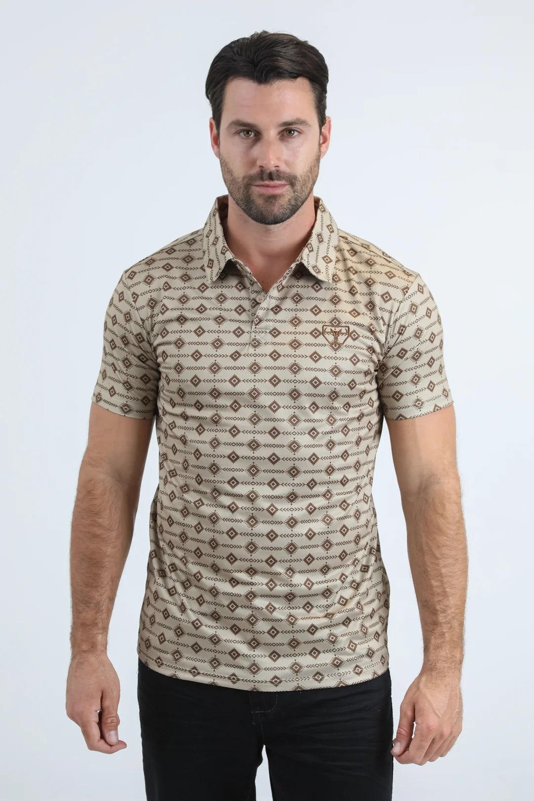Platini Men’s Performance Midnight Aztec Beige Polo