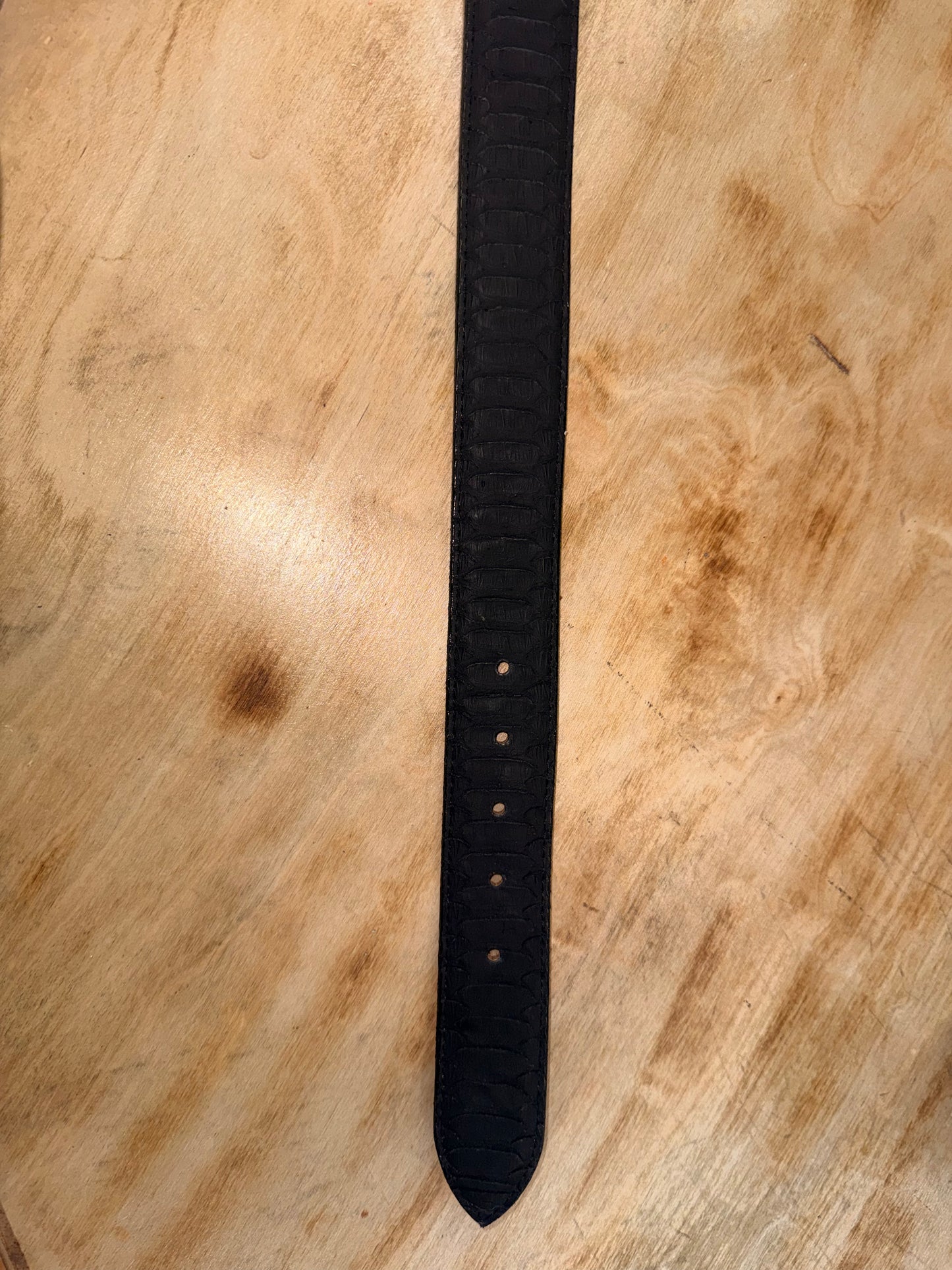 EHWW Men’s Black Phyton Print Leather Belt