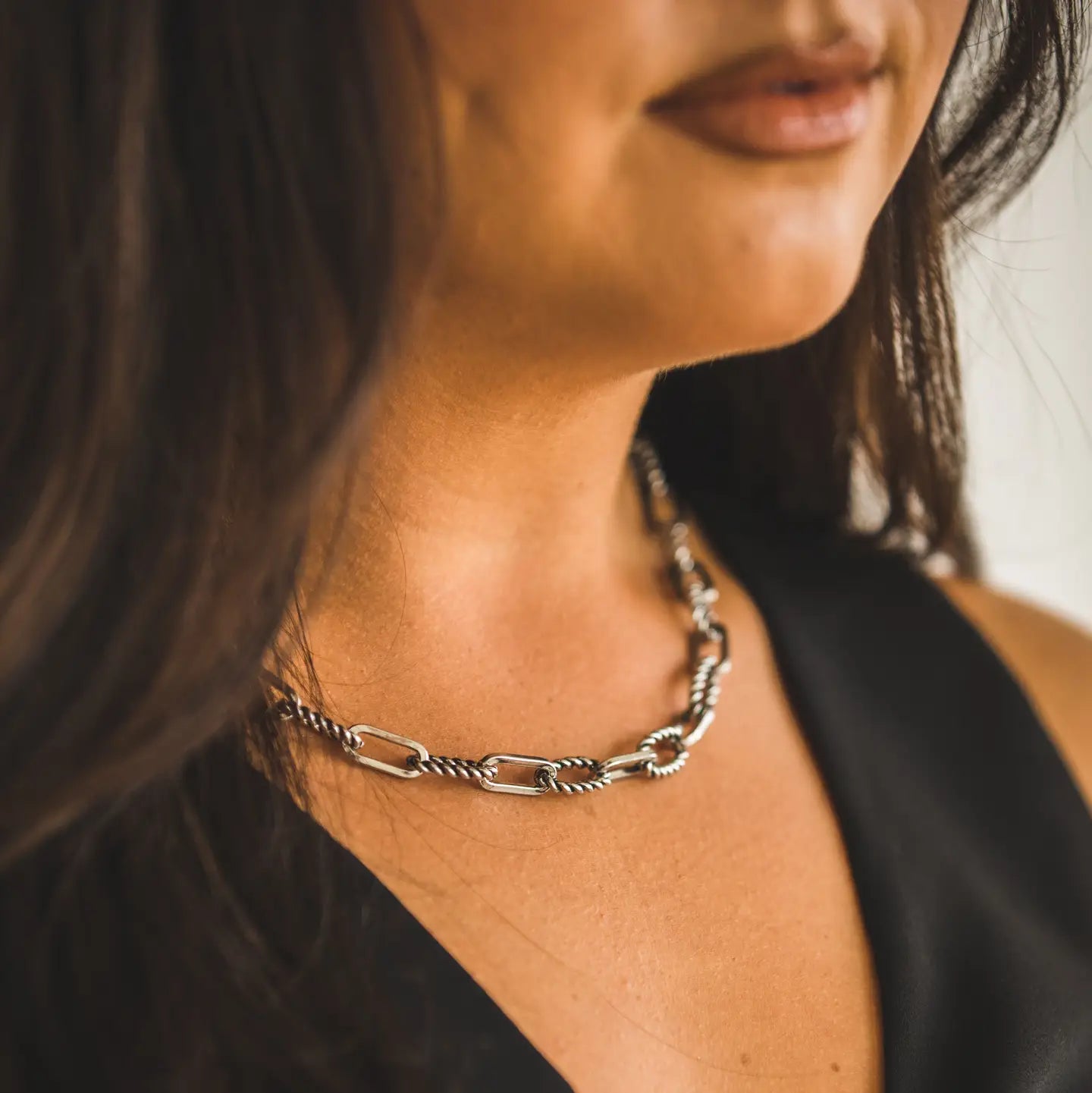 West & Co 18K White Gold Plated Rope Link Chain