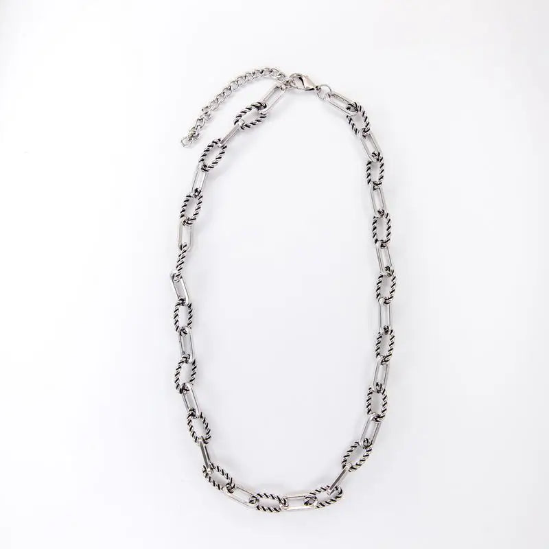 West & Co 18K White Gold Plated Rope Link Chain