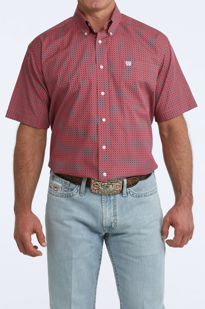 Cinch Men’s SS Pink Print Shirt MTW1111523