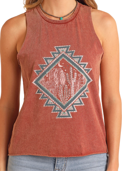 ROCK AND ROLL WOMENS BLING RUST GRAPHIC TEE