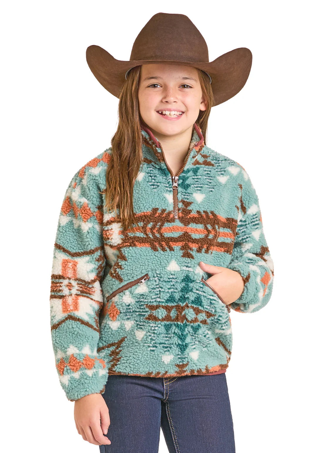 Rock&Roll Girls Aztec Stillwater Sherpa Pullover