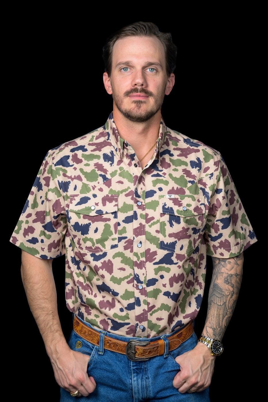 Ferrel Camo Men’s Short Sleeve Snap Shirt