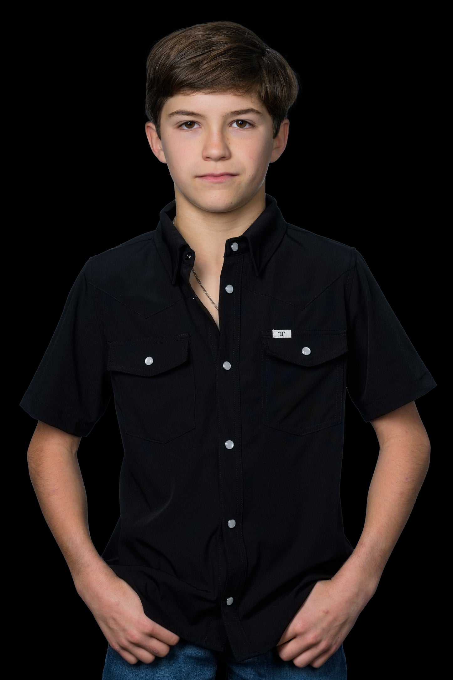 Ferrel Core Kids Black Short Sleeve Snap Shirt