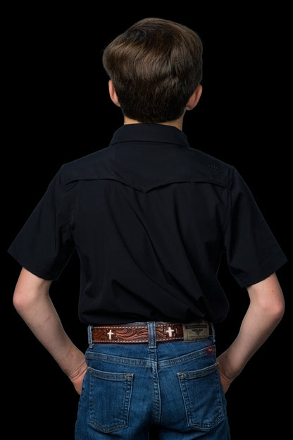 Ferrel Core Kids Black Short Sleeve Snap Shirt