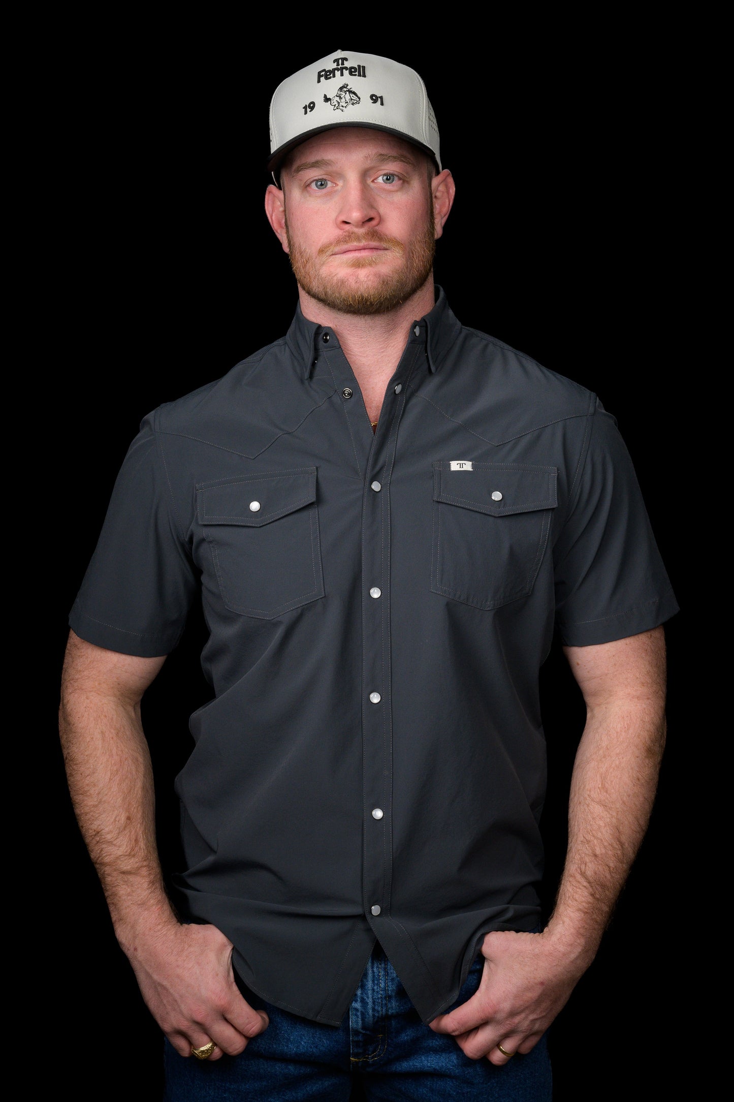 Ferrel Core Men’s Grey Short Sleeve Snap Shirt