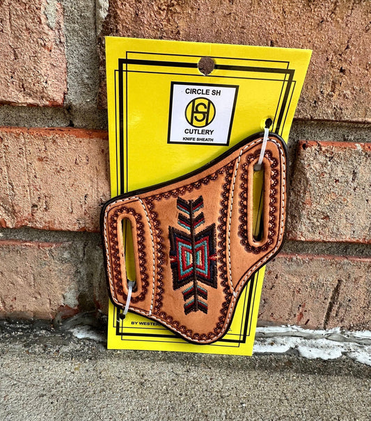 Circle SH Southwest Inspired Pattern with Embroidery Knife Sheath KS-334