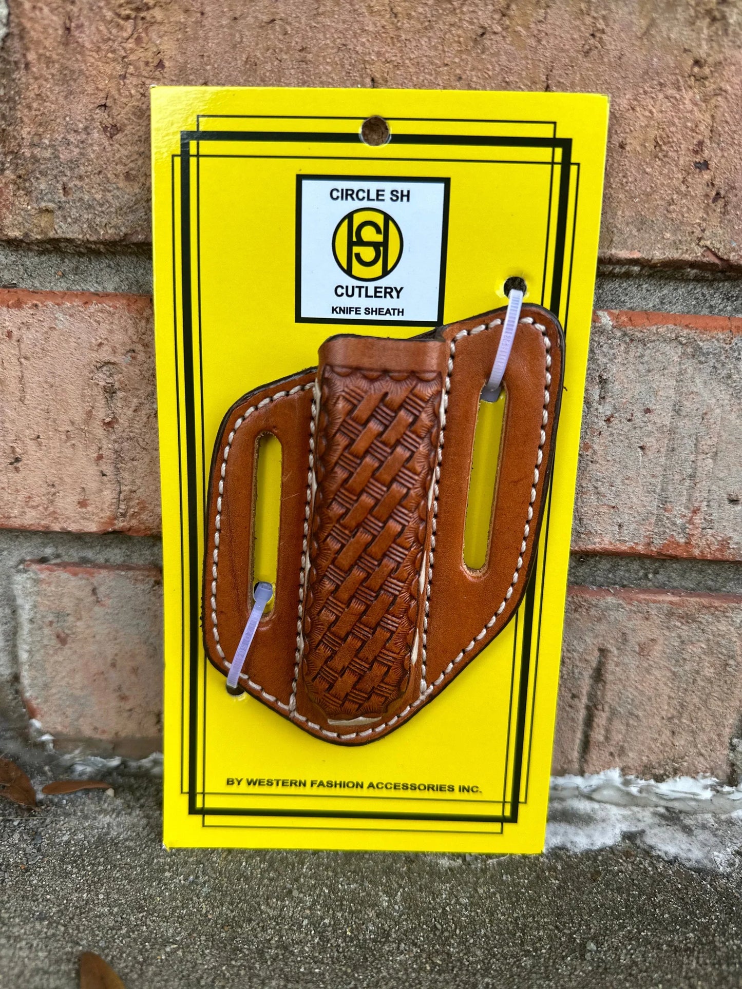 Circle SH Basketweave Knife Sheath with Ivory Stitch Detail KS-143