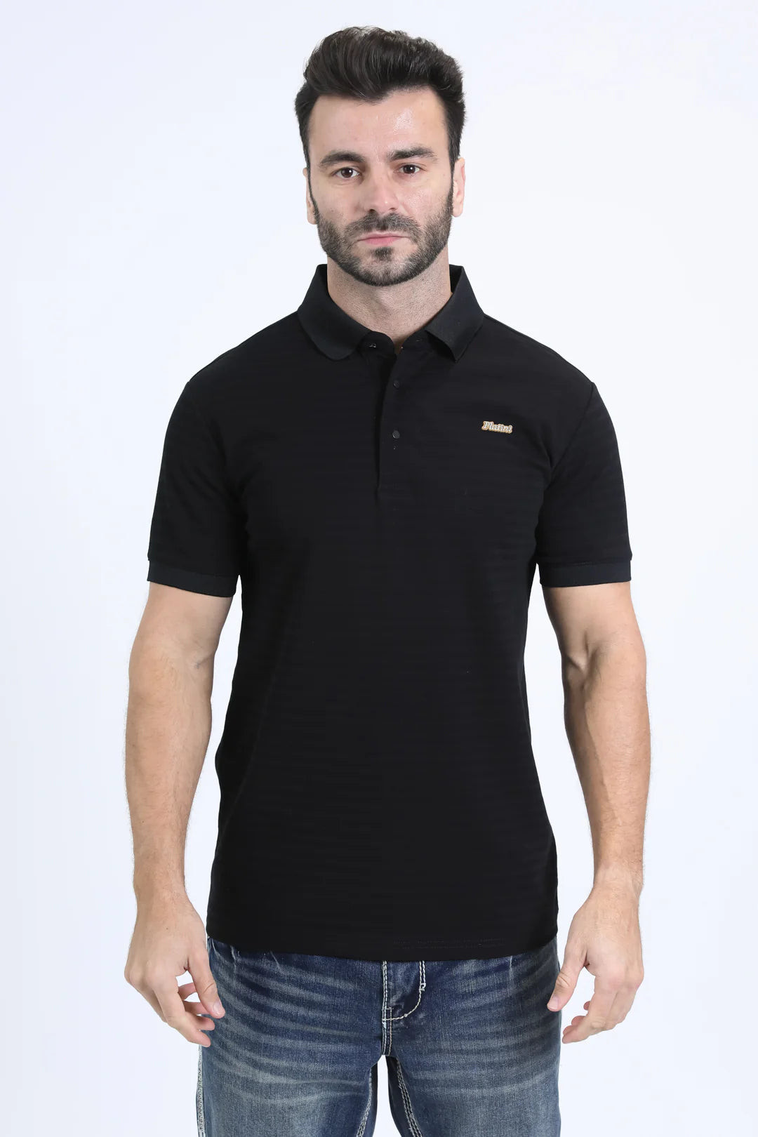 Platini Men’s Modern Fit Stretch Cotton Black Polo