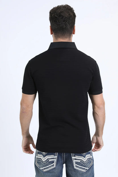 Platini Men’s Modern Fit Stretch Cotton Black Polo